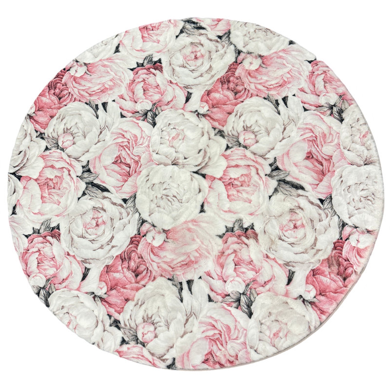 Floral Area Rug, Runner 2' x 8', Soft Pink