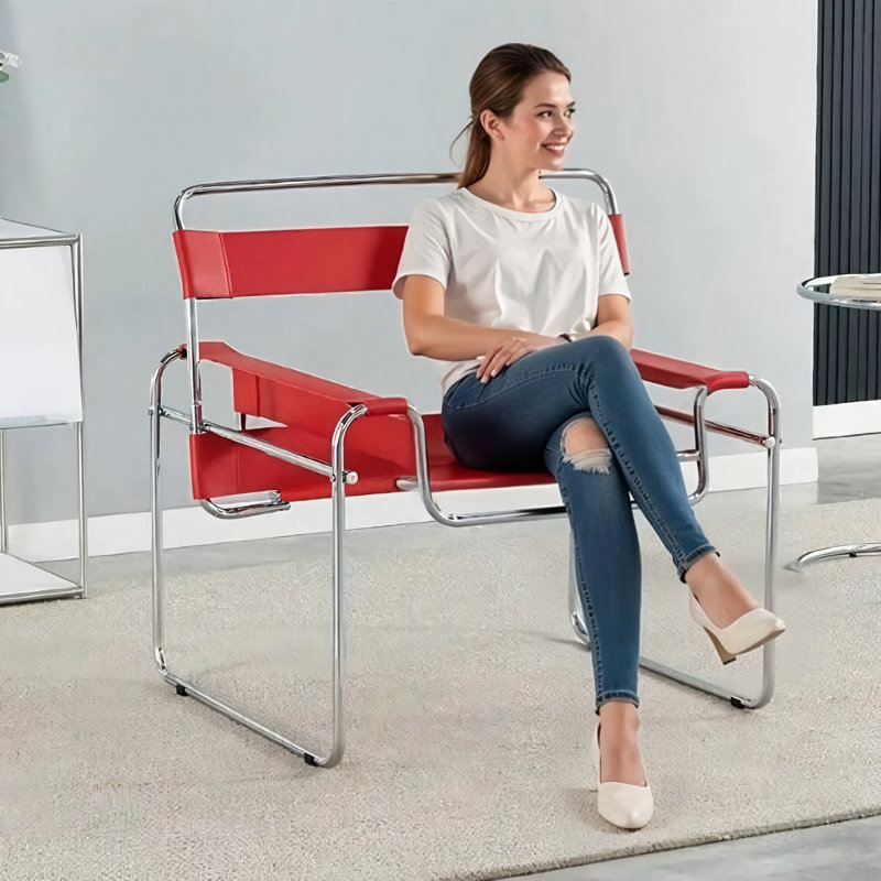 Fauteuil d'appoint Danta, Cuir rouge selle