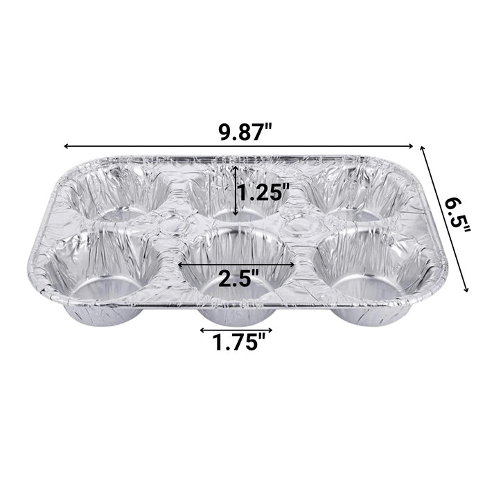 Moule jetable en aluminium Muffin, 6 sections, moule de cuisson antiadhésif et moule de service, 100