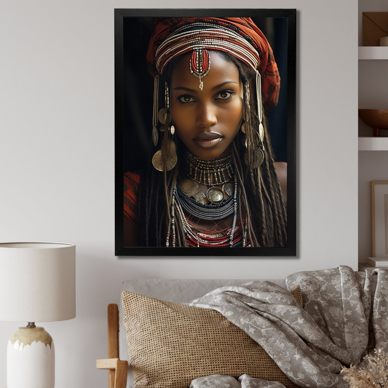 «Surekha African Tribes», impression sur toile, Cadre simple noir, H 20 po x l 12 po x P 1 po