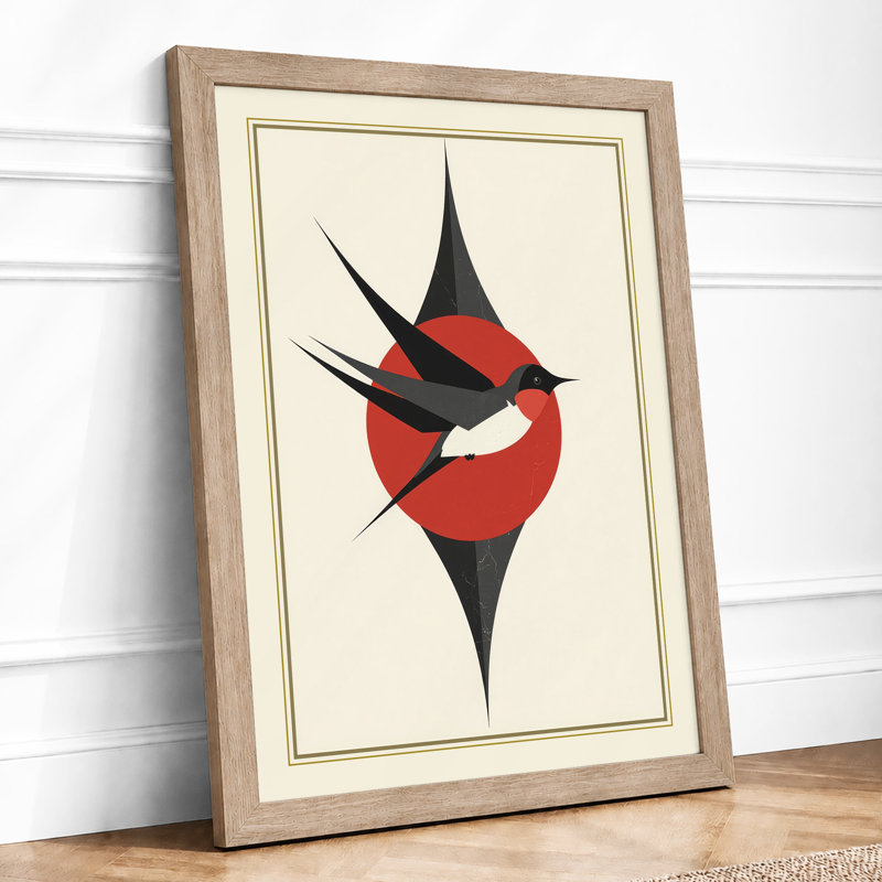 Flight Geometric - Framed Print, A2 - 59.4 x 42.0 cm, Oak