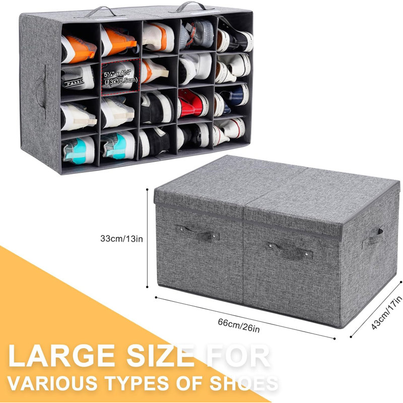 20-pair Stackable Shoe Box – Grey