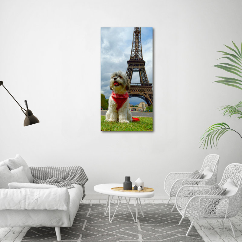 Dog In Paris - Wrapped Canvas Print
