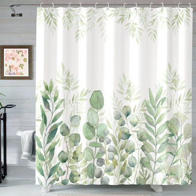 Ensemble de rideau de douche floral Odermatt + crochets