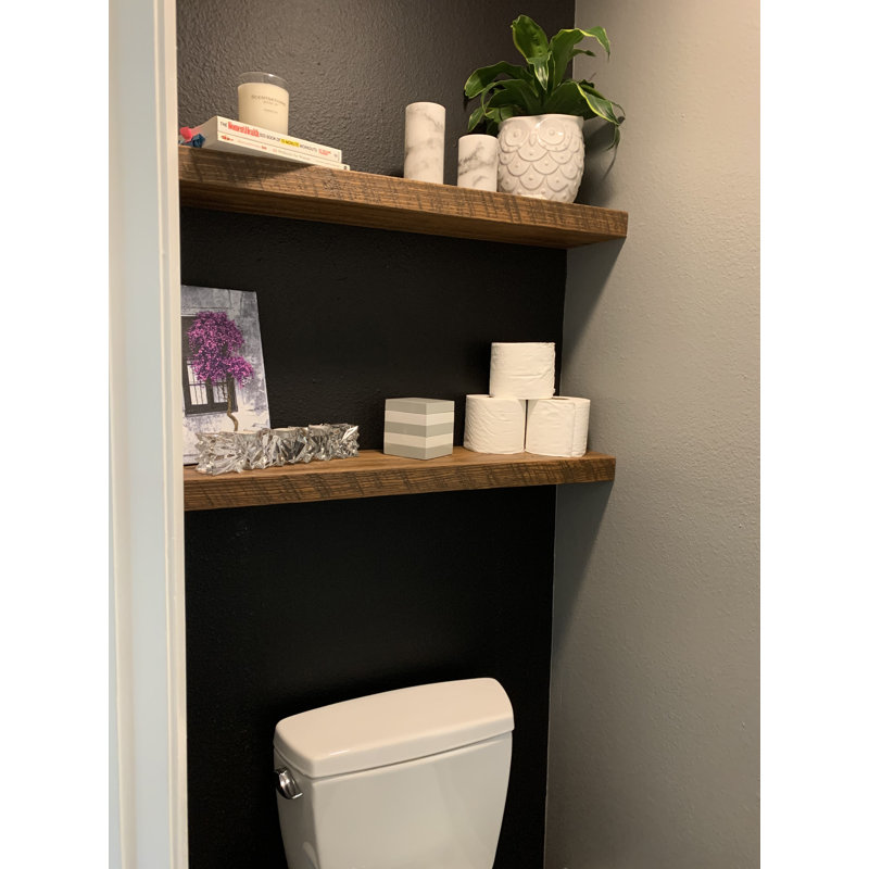 Pine Floating Shelf, 2" H x 30" W x 12" D, Medium Brown