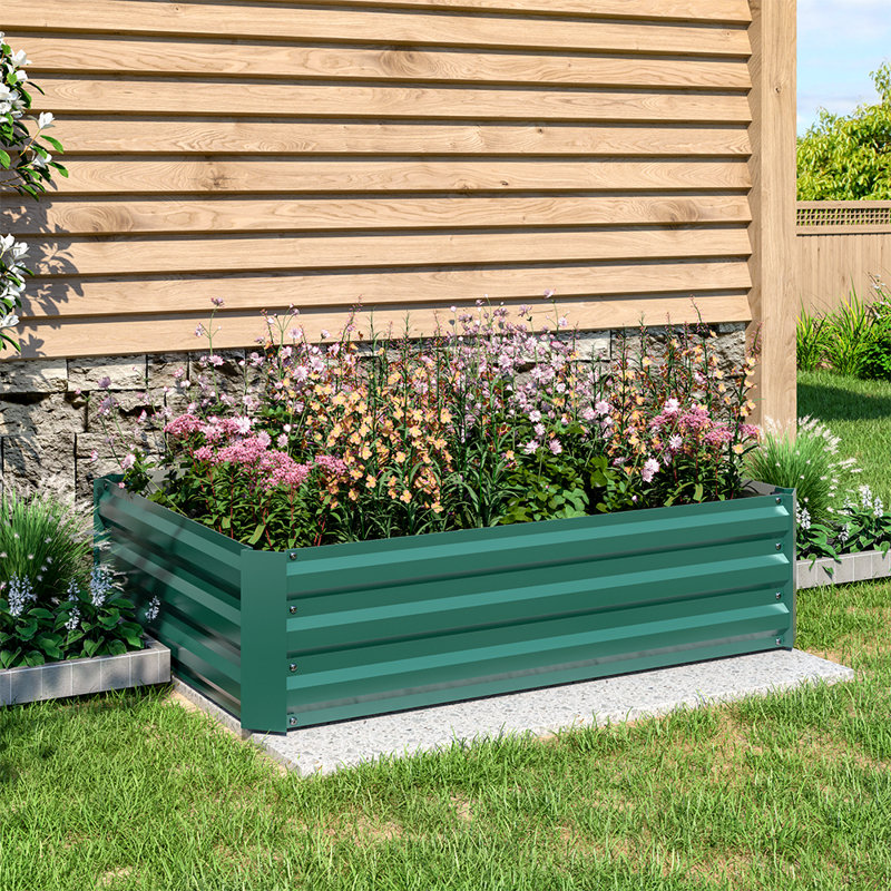 Brunswick Metal Planter Box, 30cm H x 120cm W x 90cm D, Green