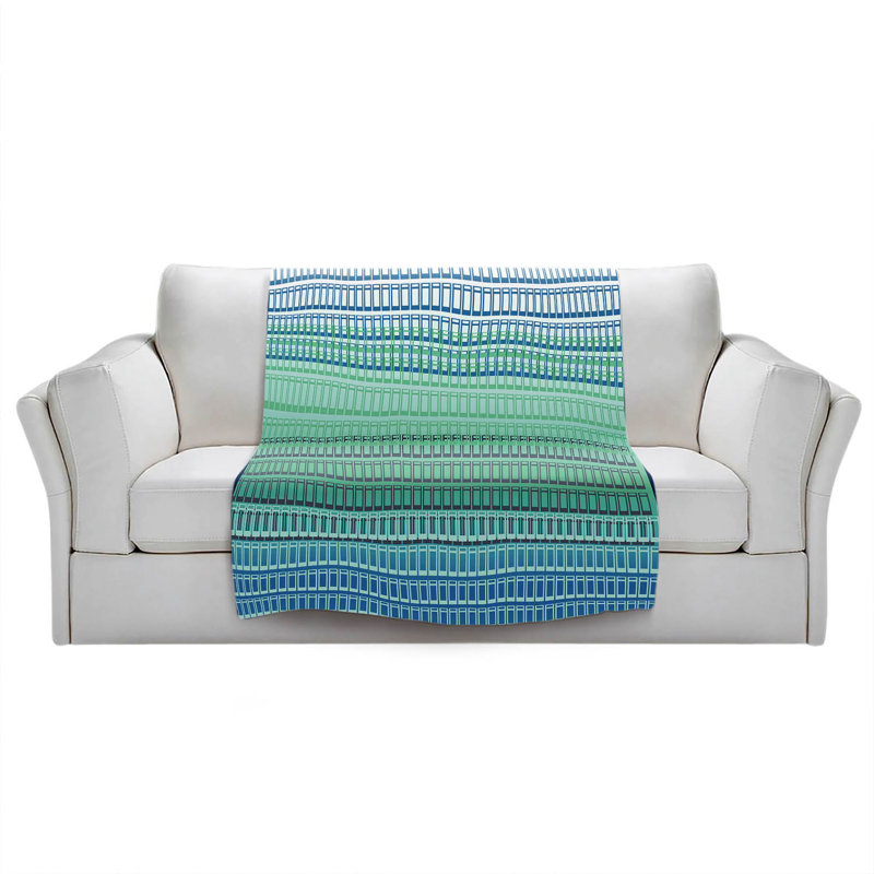  Jeté géométrique, l 68 po x L 80 po, Menthe, turquoise