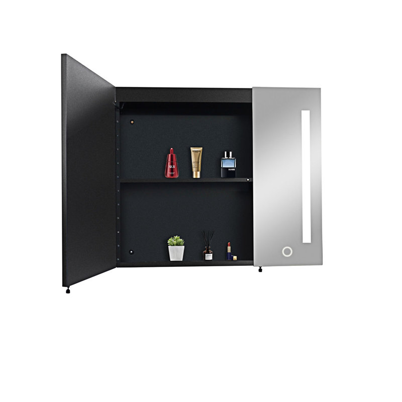Surface de l'armoire à pharmacie avec miroir à DEL, désembueur, antibuée, mémoire de luminosité à intensité variable