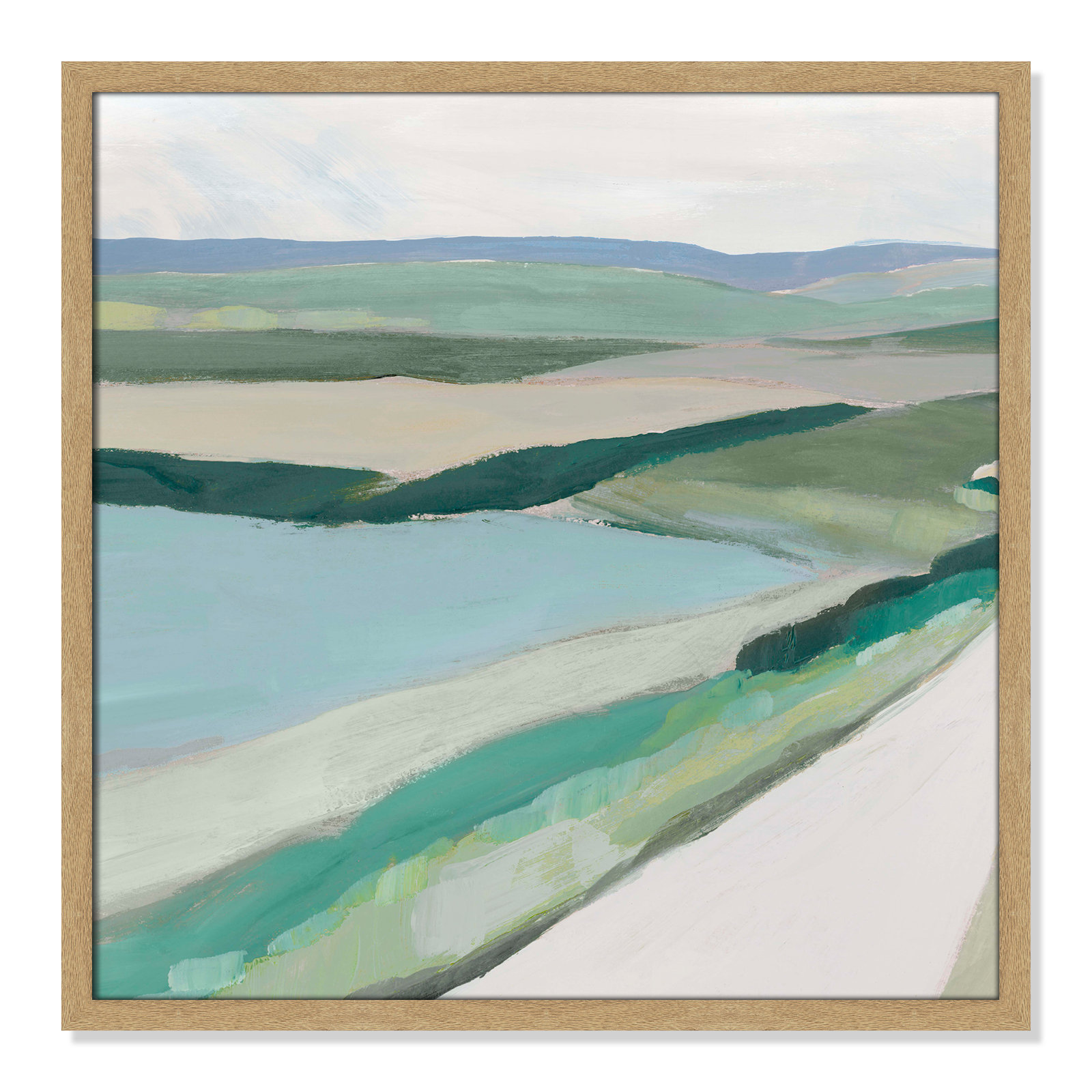 Fields Of Green I by - Single Picture Frame Print, 23.5" H x 23.5" W x 1.25" D, Natural Framed