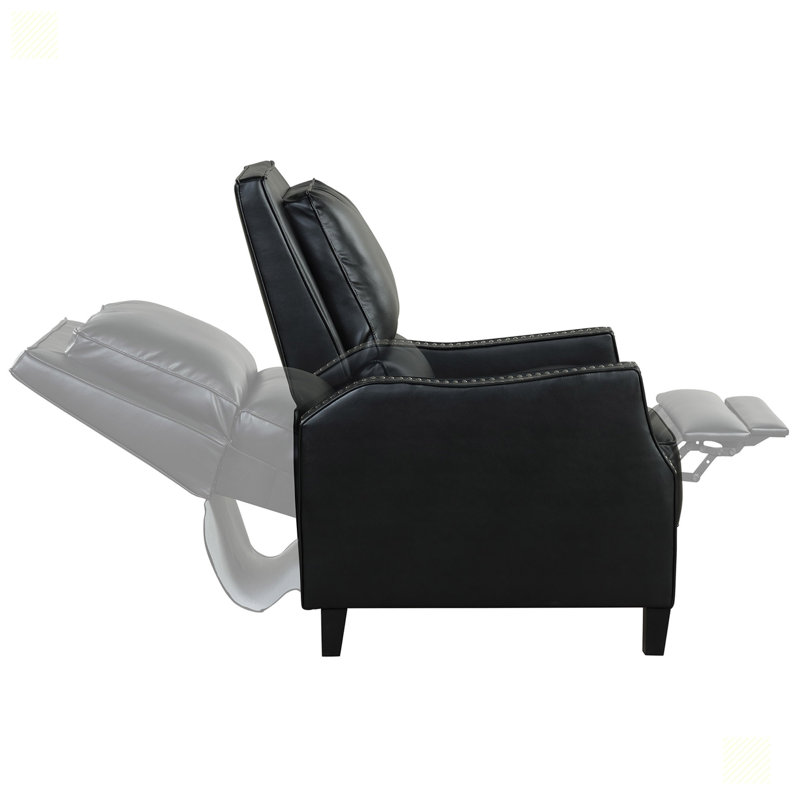 Push Back Recliner Arms With Brass Nails, Noir