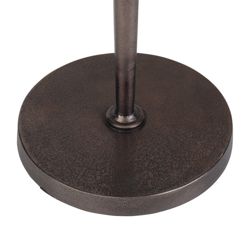 Table d'appoint en aluminium et fer bronze antique, plateau rond festonné, 58 cm (H) x 28 cm (P) x 28 cm (L)