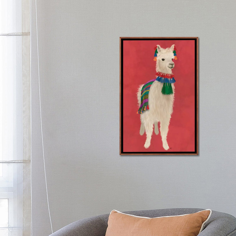 «Llama Traditional 1, Full» par Fab Funky - impression d'art graphique, H 26 po x l 18 po x 1,5 po, Aucun mat