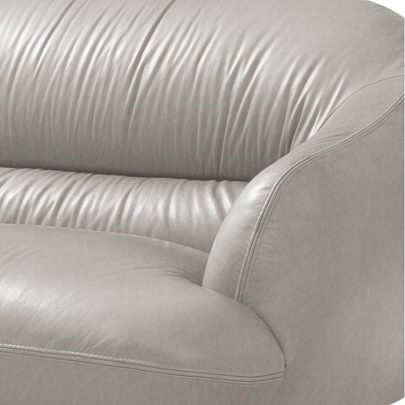 Canapé en cuir véritable 88,5 po Layla, Cuir véritable gris perle
