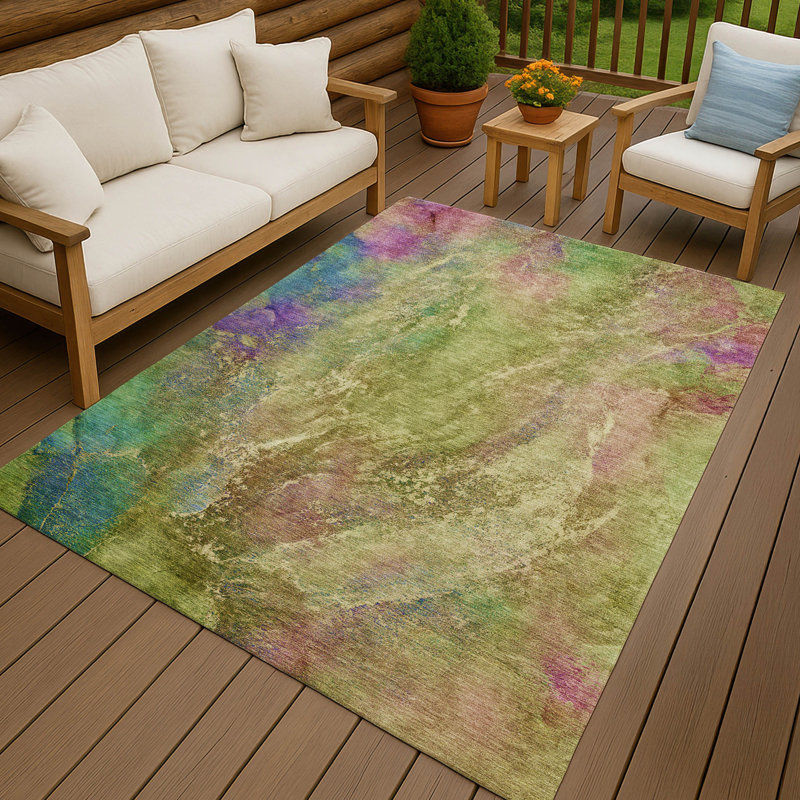 Machine Washable Indoor/Outdoor Emelia ACN2308 Abstract Rug, Rectangle 9' x 12'