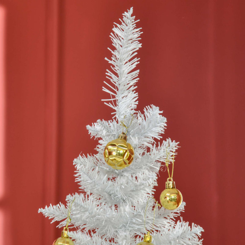 Artificial Pencil Christmas Tree, Slim Xmas Tree With 390 Realistic Branch Tips And Plastic Stand, White, 6'
