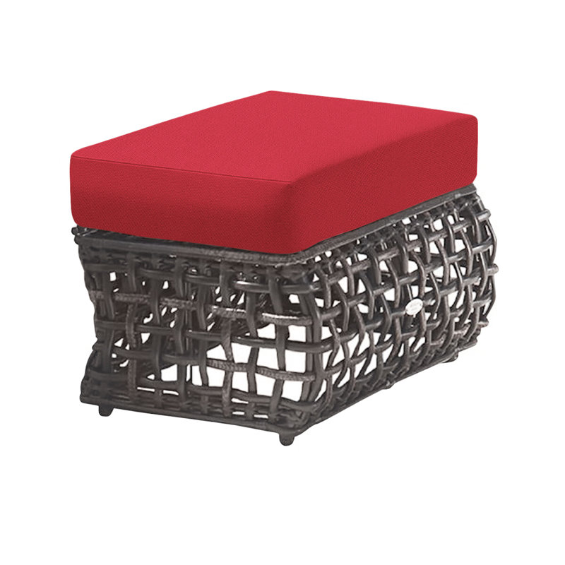 Dynasty Outdoor Ottoman, Canvas Navy Sunbrella® Canvas, Kubu Mushroom