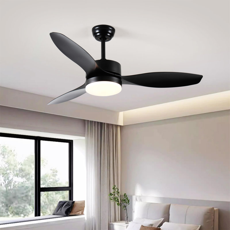 Ventilateur de plafond 52 po intérieur / extérieur avec ensemble de lumières DEL - noir