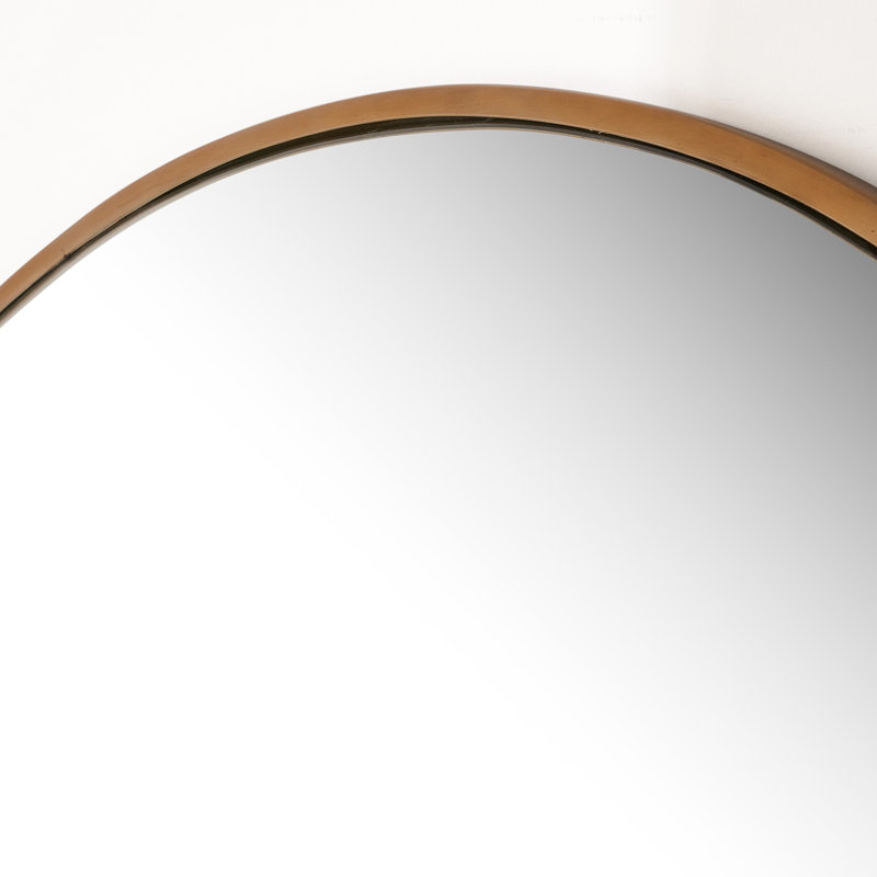 Iron Wall Mirror, Vintage Brass