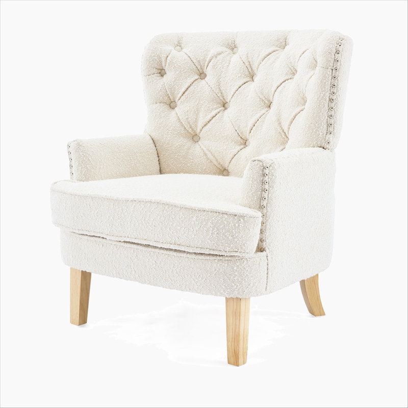 Marterius 29.5'' Wide Boucle Tufted Club Chair, Beige Fabric