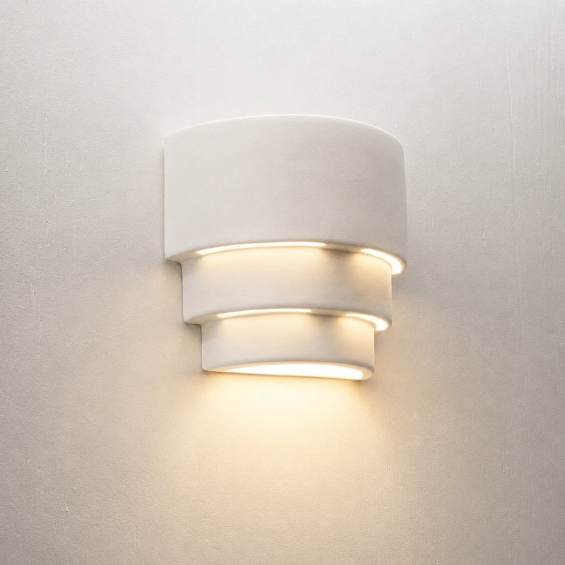 Dara Ceramic Flush Mounted Sconce, Paintable Bisque