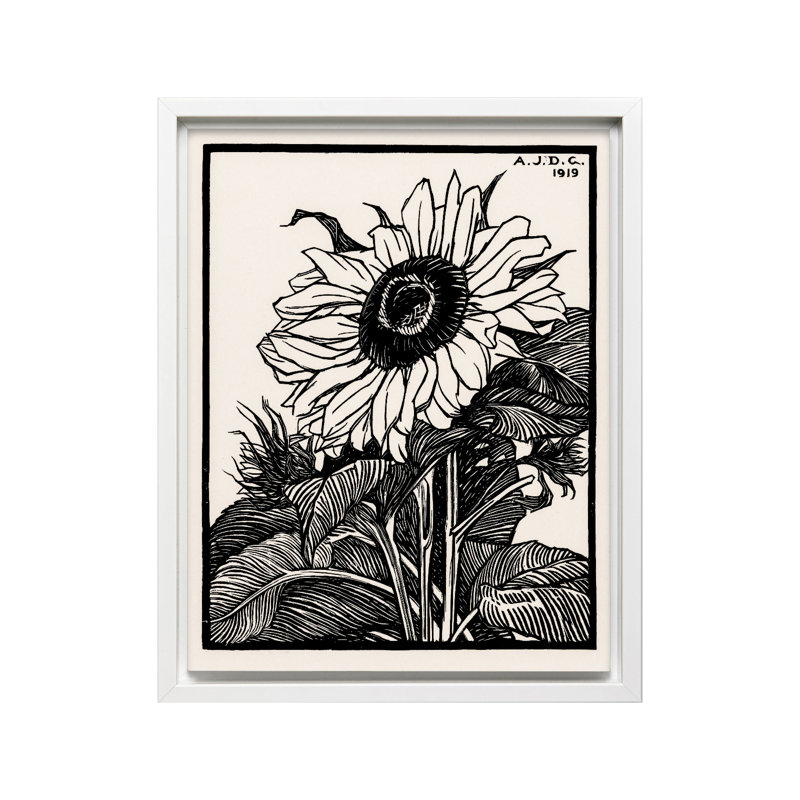 Julie De Graag - Tournesol, Canevas, H 12 po x l 16 po, Encadrement blanc