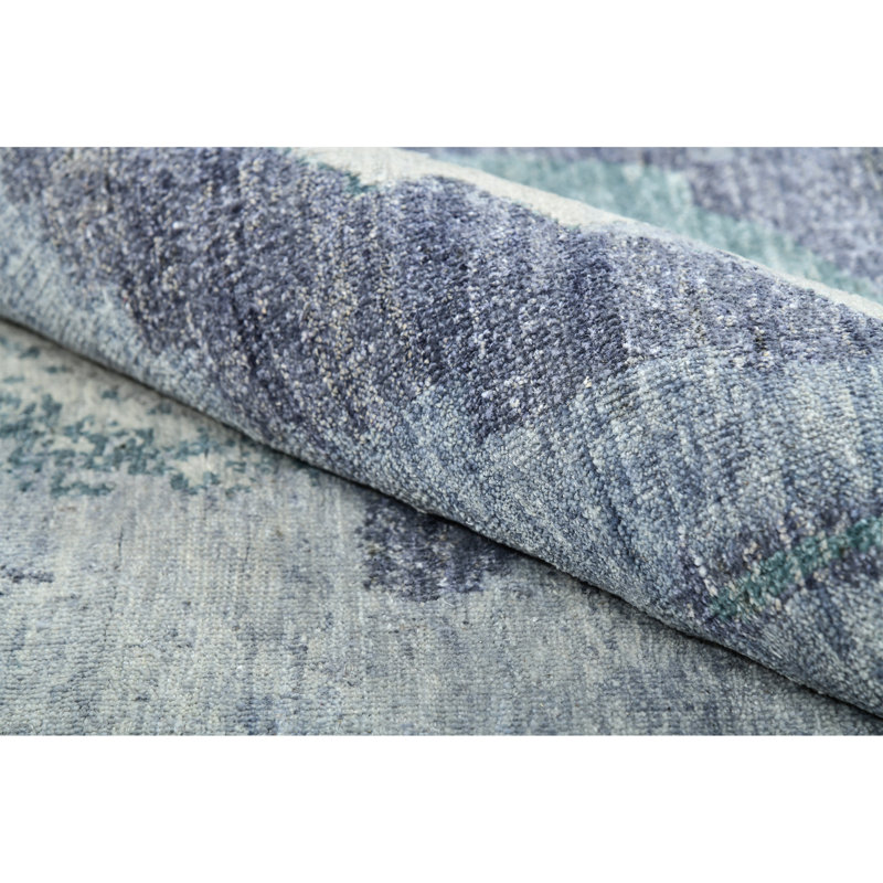 AURAG1013GYBL Wool Abstract Area Rug, Rectangle 8' x 10'