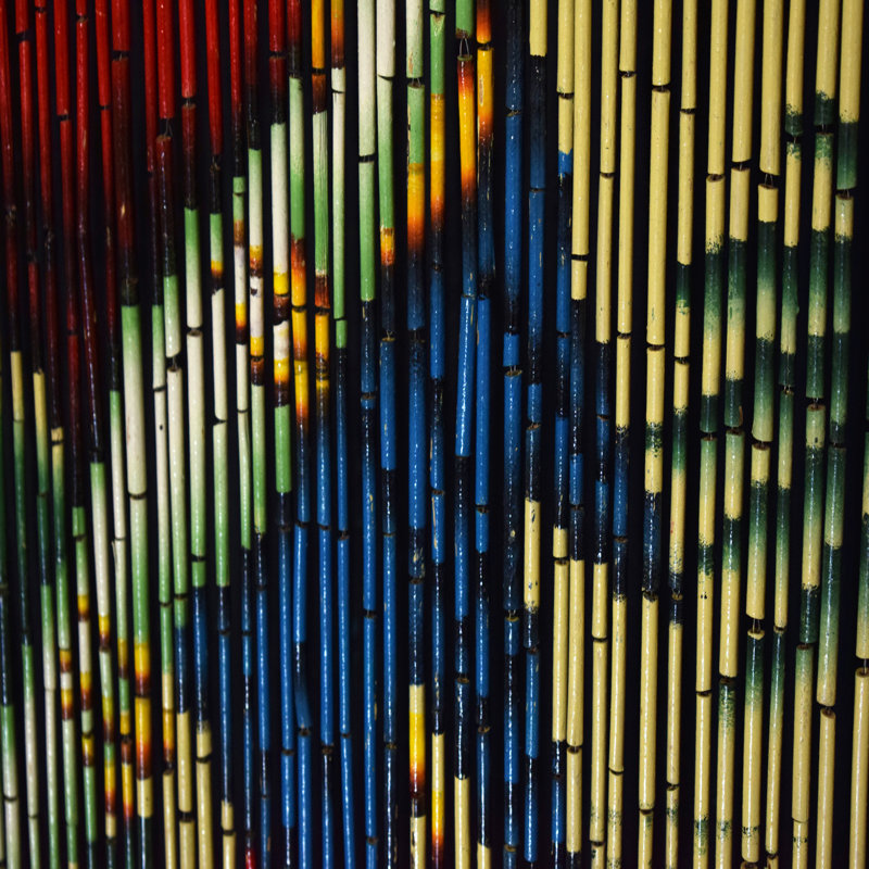 Blue and Green Bamboo Beaded Doorway Curtain Panel