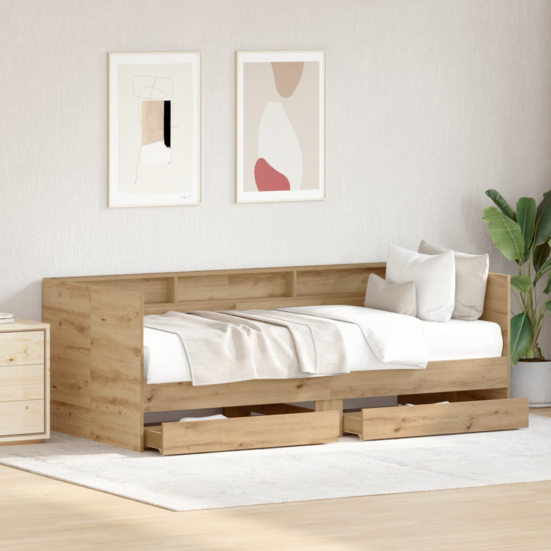 Daybed With Drawers Engineered Wood Sturdy, Artisan Oak, Small Single (2'6)