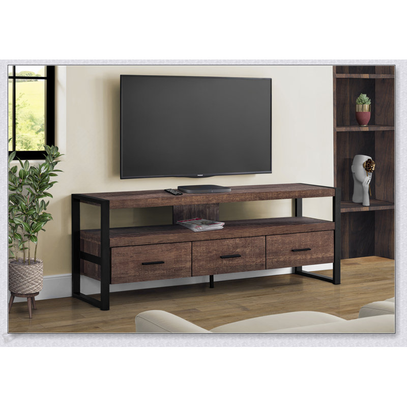 Meuble télé 60 po avec tiroirs de rangement, idéal pour les salons et les chambres à coucher.