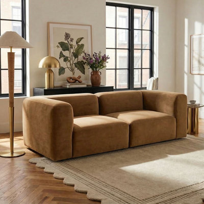 73" Performance Velvet Modular Sofa For Apartment-Scale Design