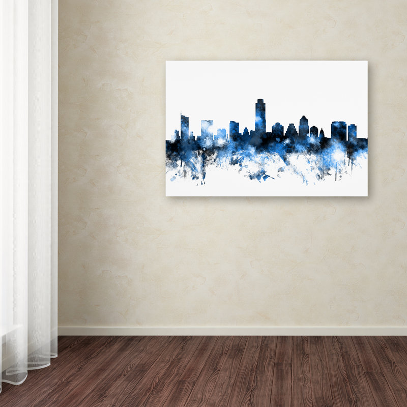«Austin Texas Skyline II», impression, H 30 po x l 47 po x P 2 po, Toile tendue, Pas de tapis