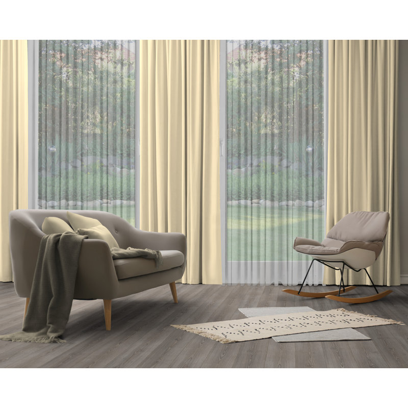 Uni Collection Light 100% Cotton Opaque Pinch Pleat Single Curtain Panel, Beige, 142cm wide x 305cm high