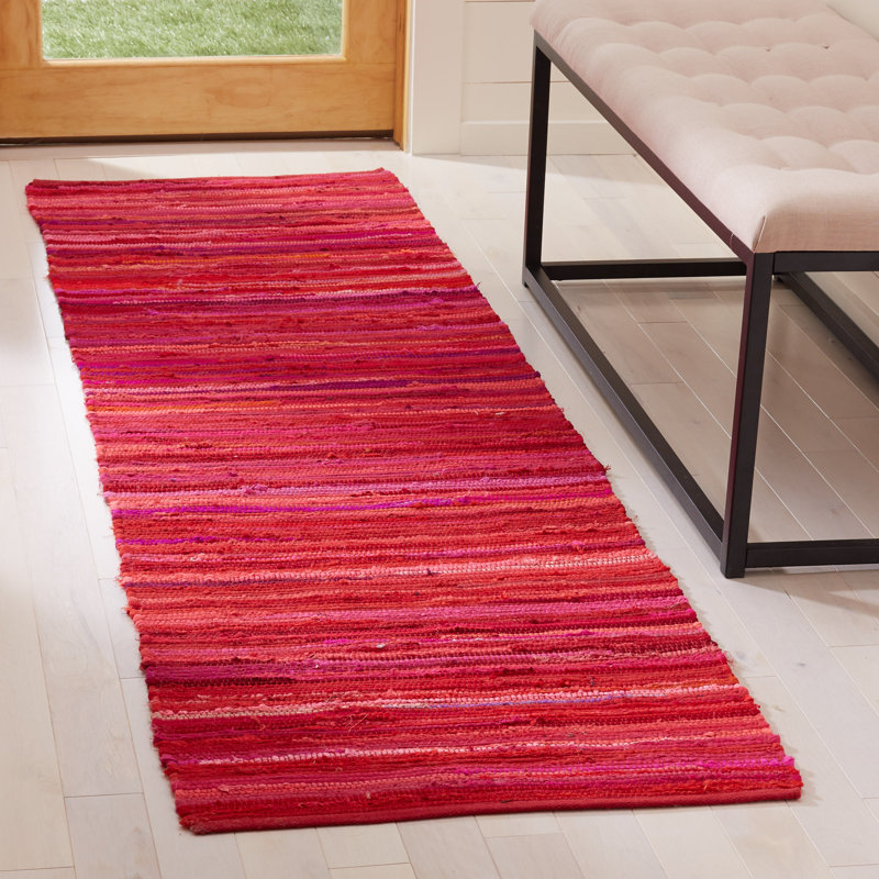 Tapis rayé en coton Nidhi, Tapis de couloir 2 pi 3 po x 12 pi
