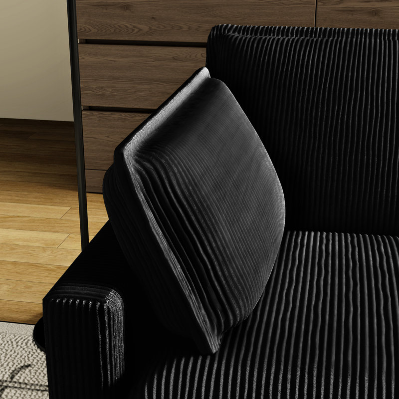 Canapé modulaire en forme de L moderne à 4 places en noir, surdimensionné, avec assise amovible et polyvalente