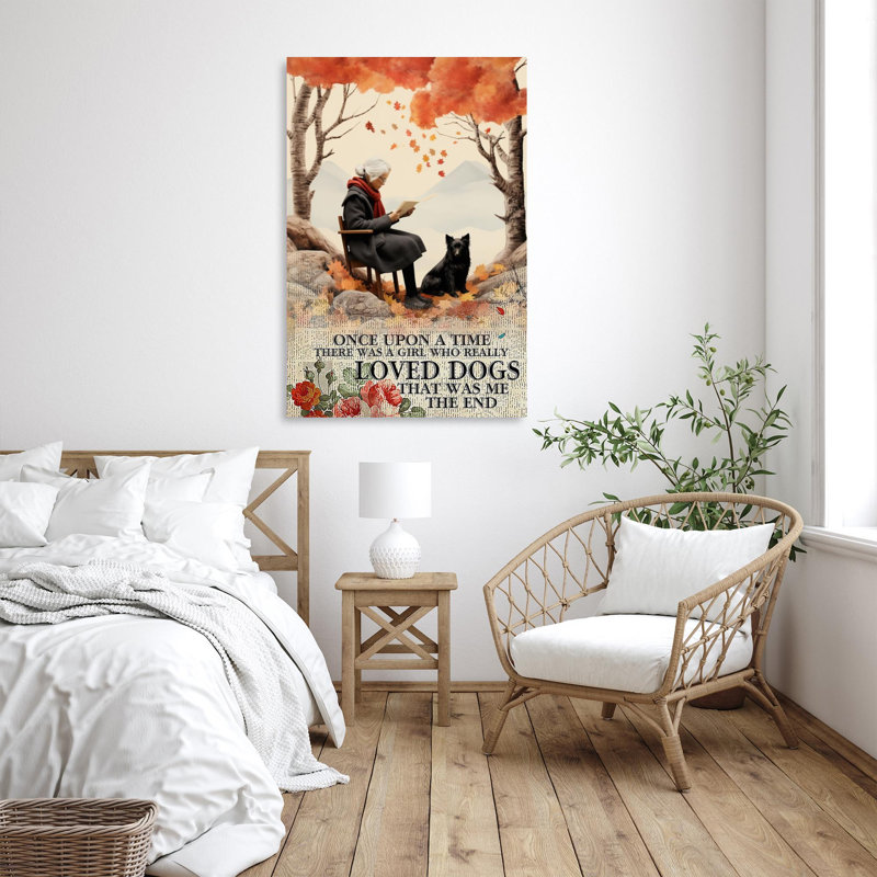 Une fille qui a vraiment aimé les chiens - 1 pièce, impression d'art graphique rectangulaire sur toile tendue