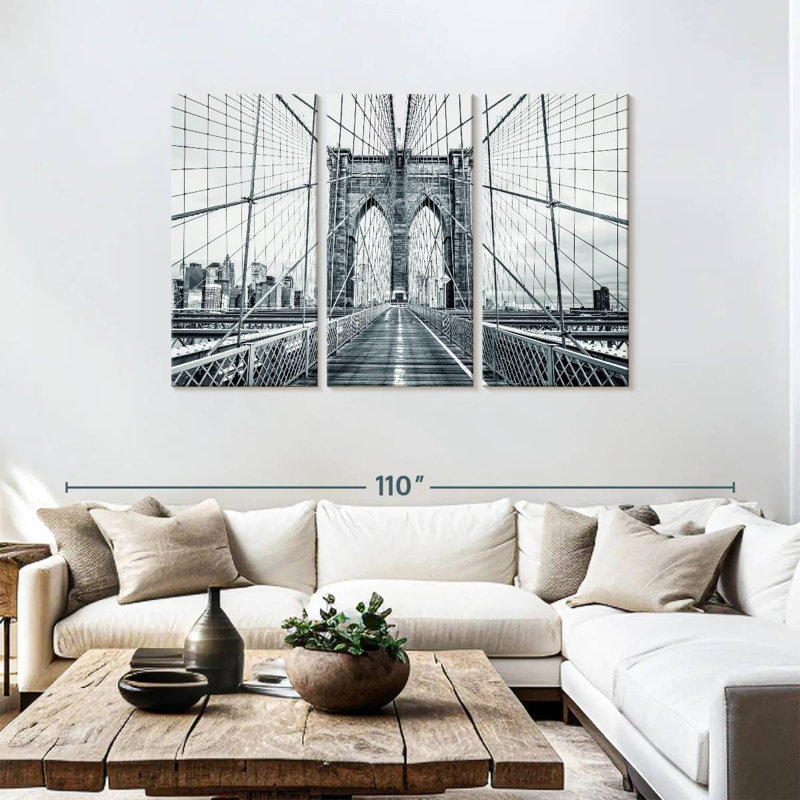 Pont de Brooklyn monochrome, H 48 po x l 74 po