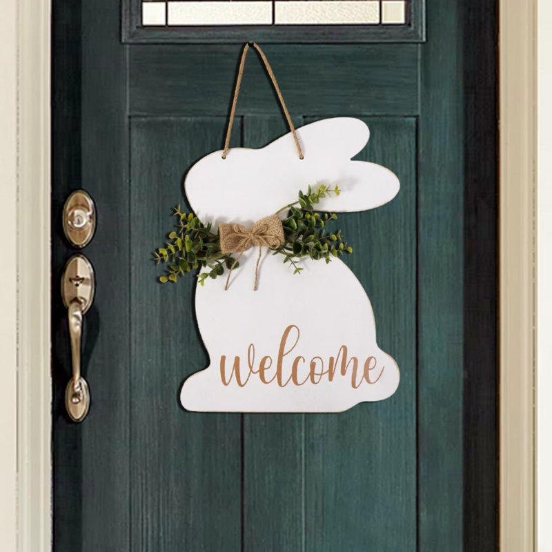 Crochet de porte de Pâques, 1Pc rustique en bois, lapin de Pâques, signe de bienvenue, chasse aux œufs, décorations de Pâques, porte suspendue pour la maison