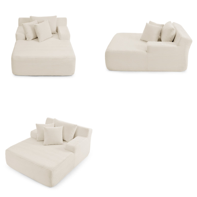 Méridienne moderne en velours capitonné sans accoudoirs, White