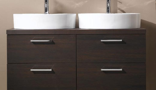 Plateau de salle de bain double 45 po meuble-lavabo Aurora, Wengé