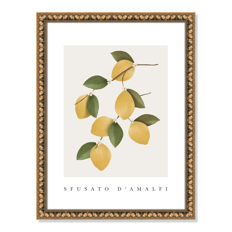 Amalfi Lemons - cadre photo, impression, H 24 po x l 18 po x P 1,125 po, Cadre en perle d'or