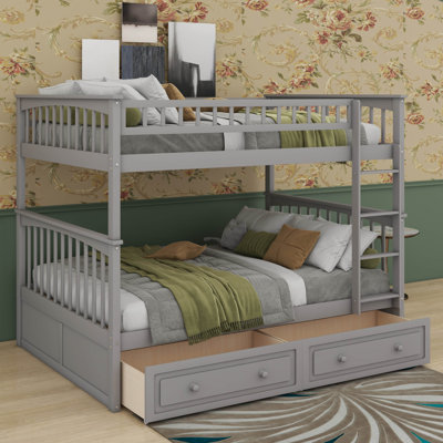 Full Over Full Bunk Bed With Drawers, Convertible Beds