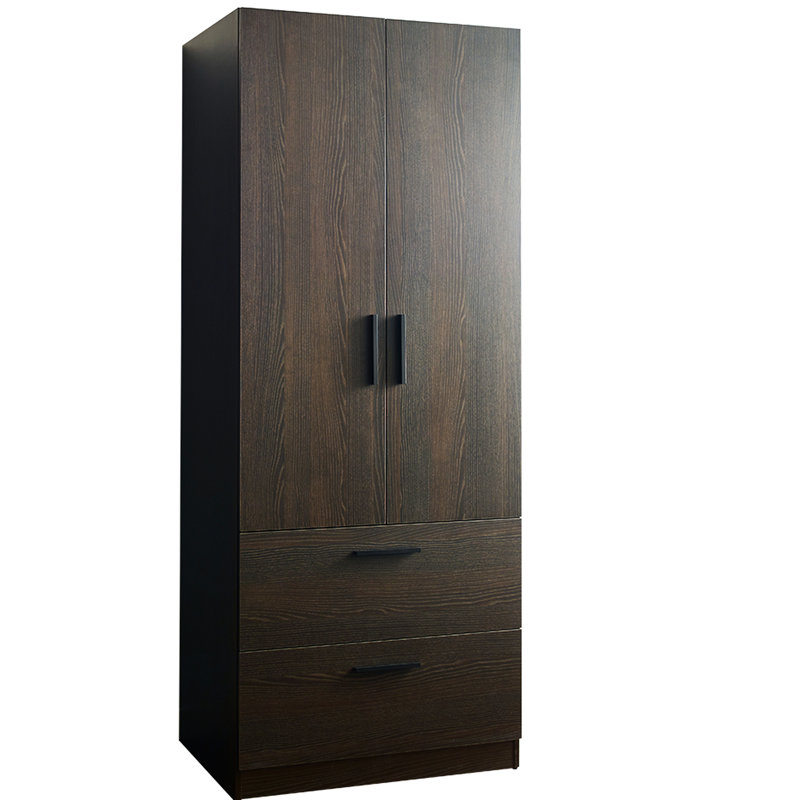 Dark Brown Wood Closet With 2 Doors, Drawers, And Hanging Bars - Soft Closing, Extra Roomy Storage, Water & Heat , Stain Scratch Two-Door Two Drawers By Brook Closing For A Quiet Laundry Room, Deep
