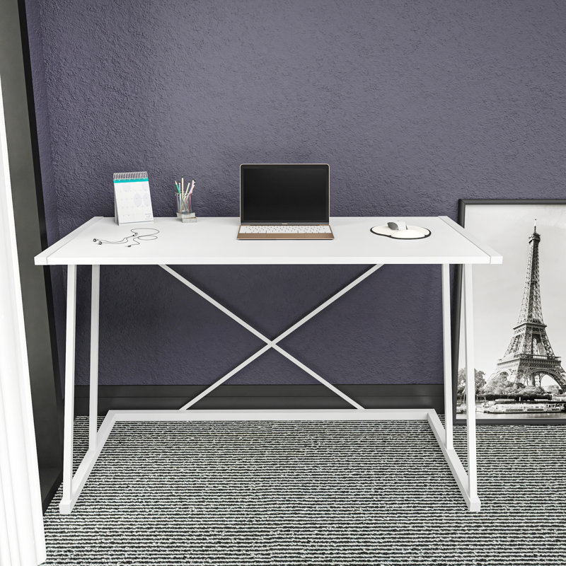 Lenes Metal Base Writing Desk, White