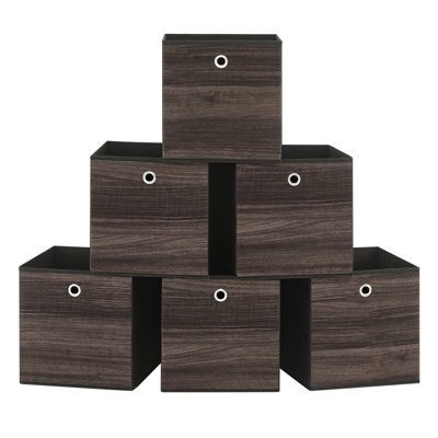 SONGMICS Storage Cubes, Foldable Oxford Fabric And Non-Woven Fabric Storage Boxes, Set Of 6 Storage Bins With Handles, 11.8 X 11.8 X 11.8 Inches