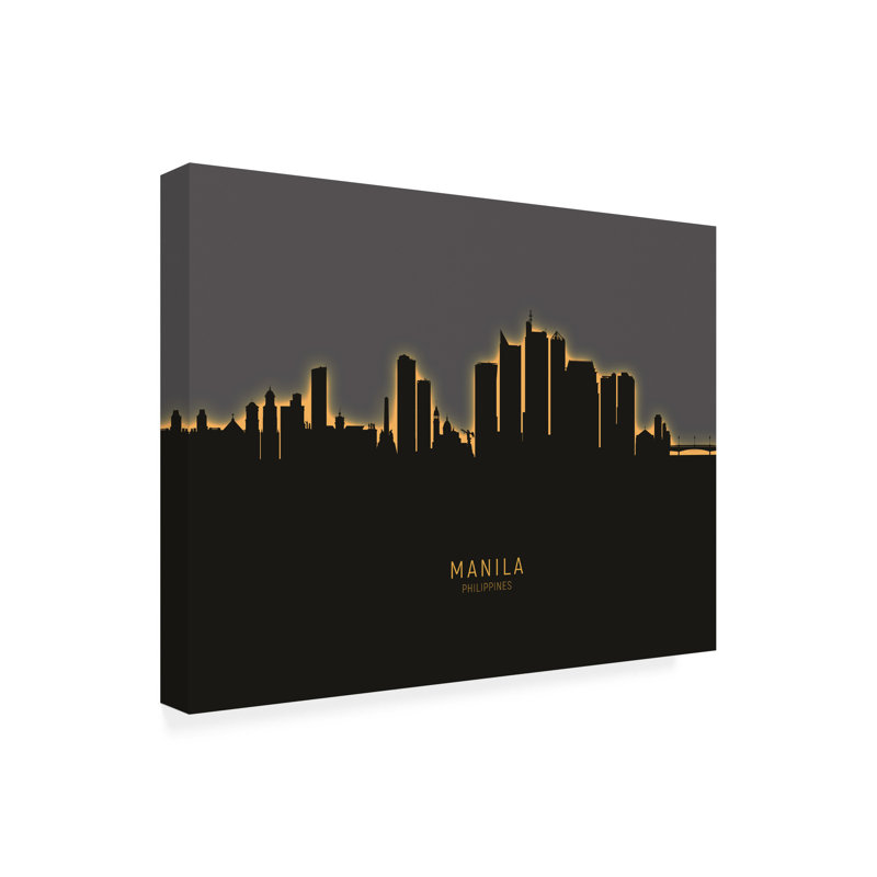 Michael Tompsett, «Manila Philippines Skyline Glow II», art sur toile, H 14 po x l 19 po x P 2 po