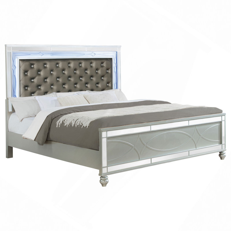 Upholstered Tufted Panel Bed, King