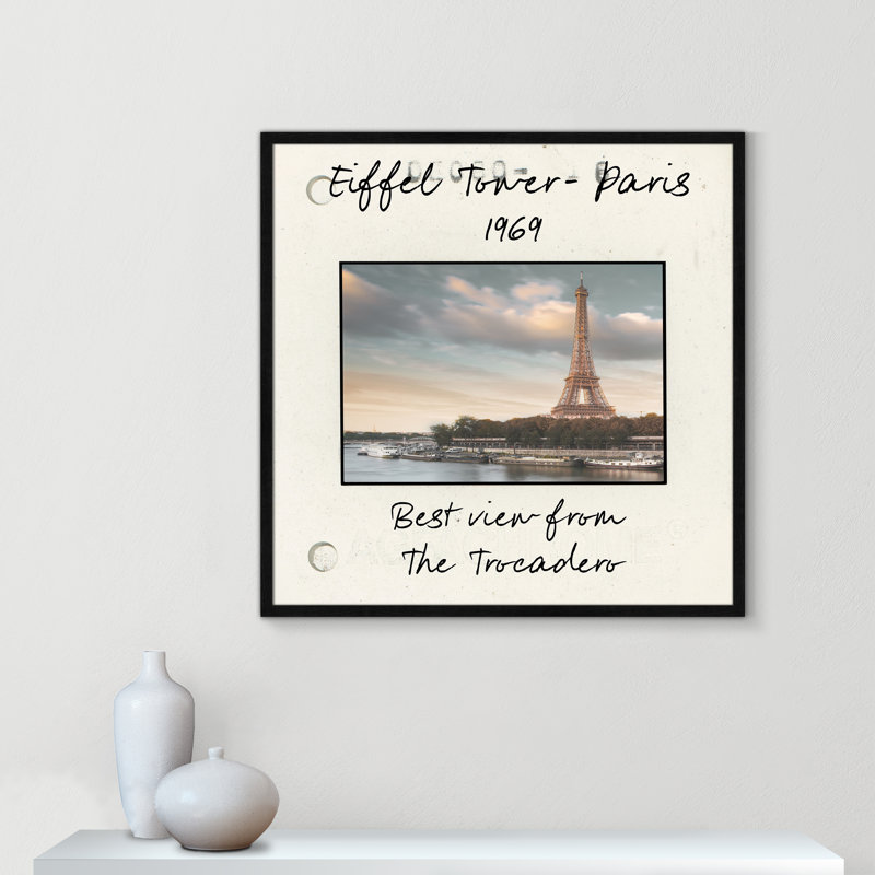 «Paris Paris - Eiffel View Print» par Danita Delmont, Papier avec cadre simple noir, H 23,5 po x l 23,5 po x P 0,75 po