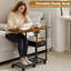 Table basse roulante avec plateau en bois surdimensionné à double largeur, plateau de télévision mobile avec tiroir de rangement et roulettes pour canapé, table d'appoint portable pour le salon, bureau personnel, bureau spacieux pour travailler