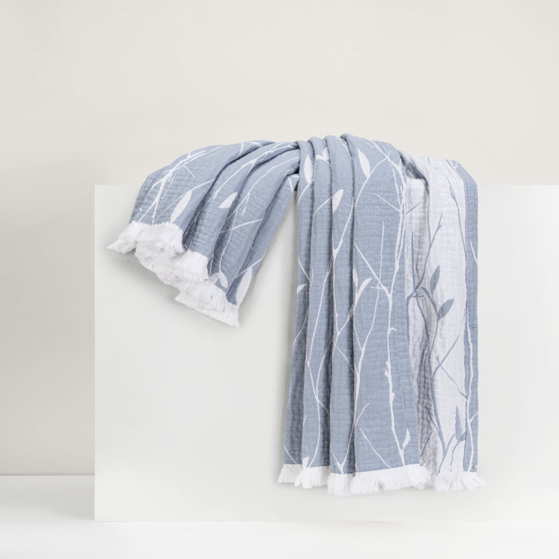 Willow Throw, Blue Floral 2