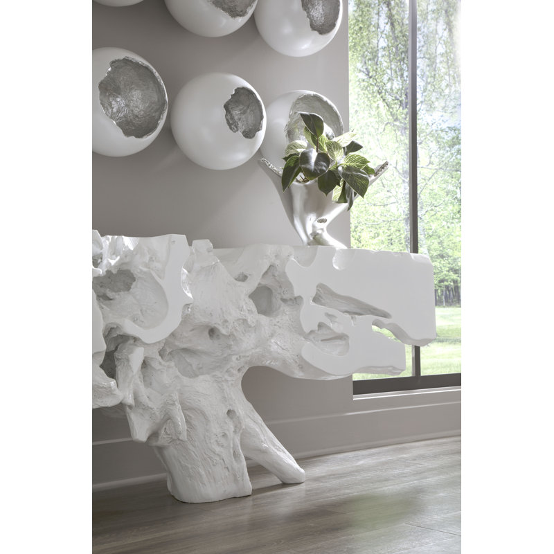 White Contemporary Rectangular Wood Console Table with Storage